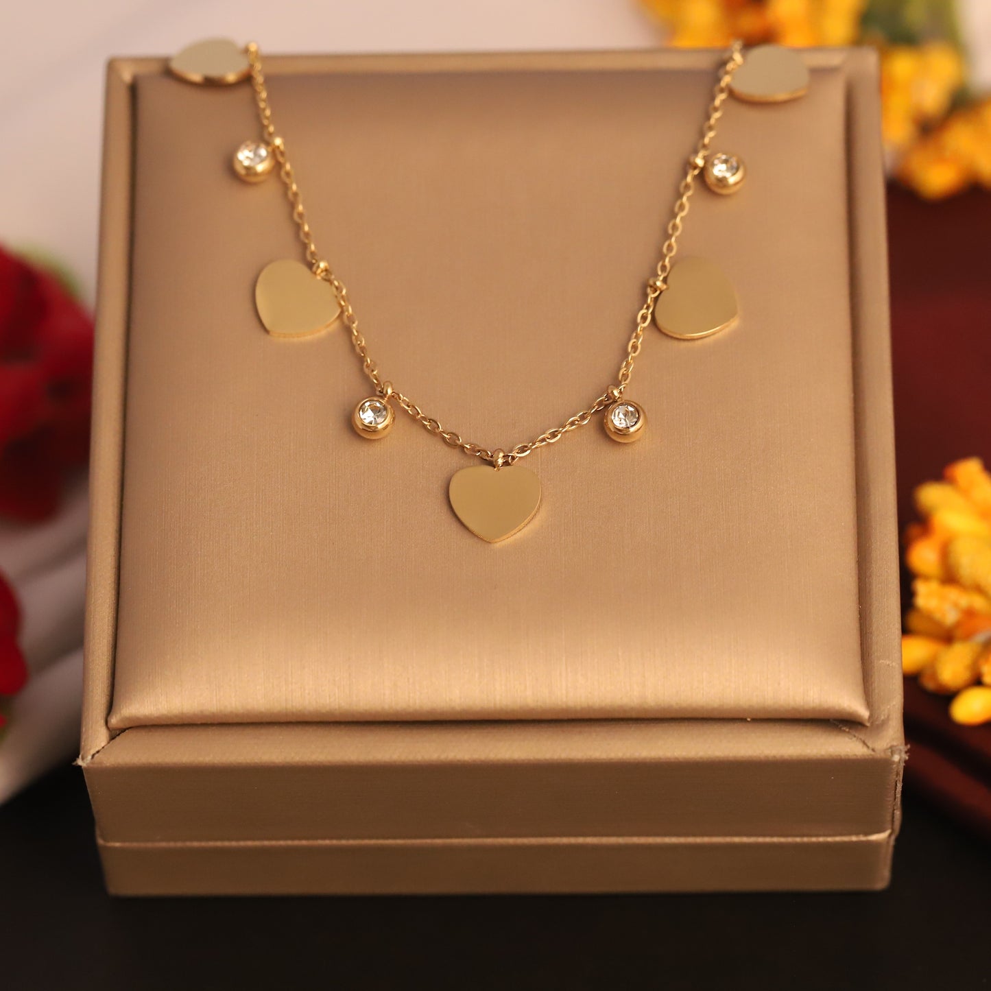 Heart Charm Chain with Stone