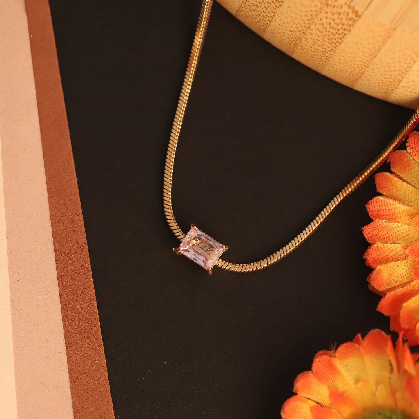 Snake Chain Stone Pendant