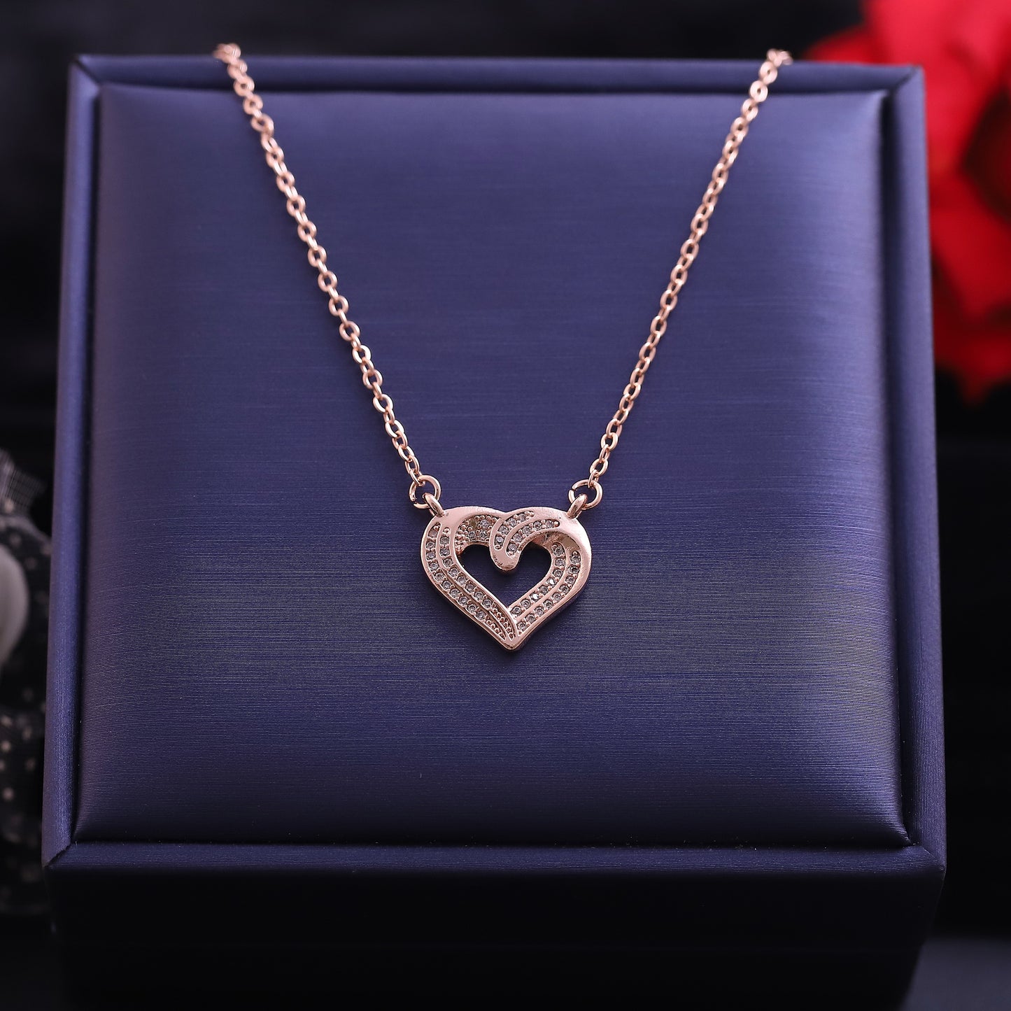 Rose Gold Heart Pendant Chain