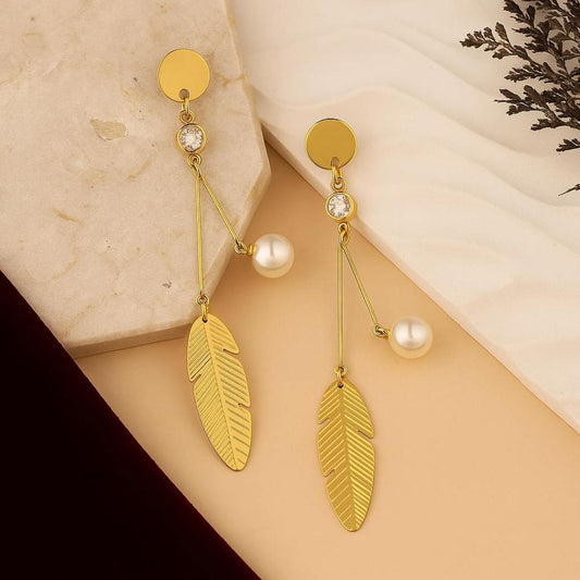 Pearl Leaf Elegance Earrings