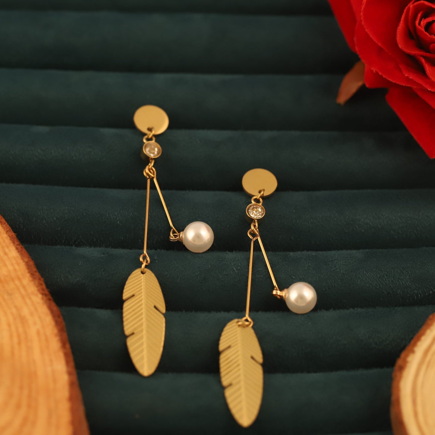Pearl Leaf Elegance Earrings