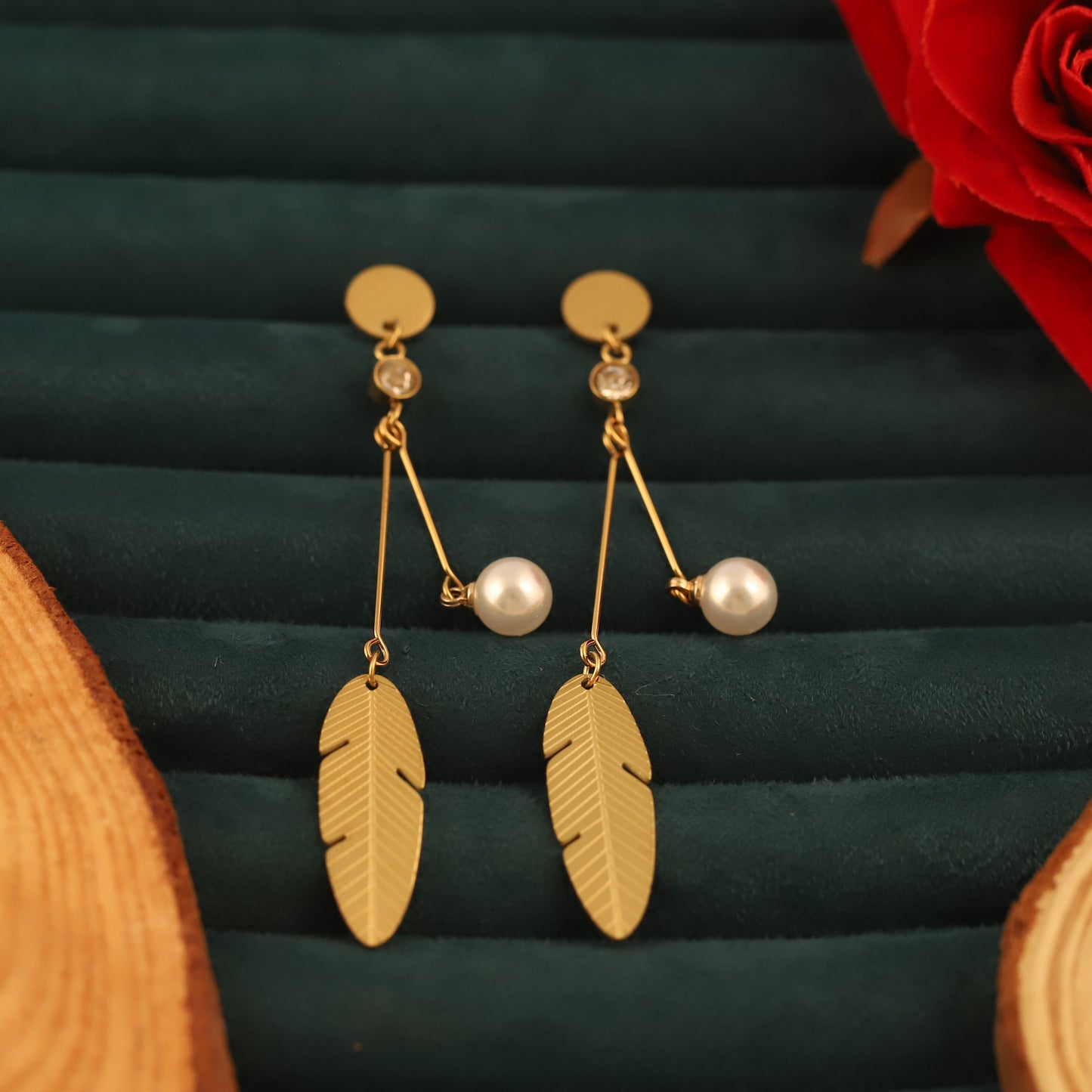 Pearl Leaf Elegance Earrings