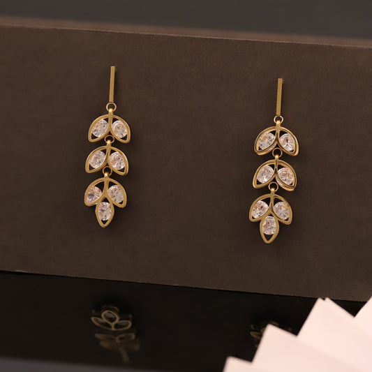 Crystal Leaf Drop Earrings