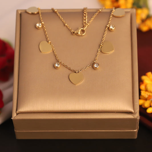 Heart Charm Chain with Stone