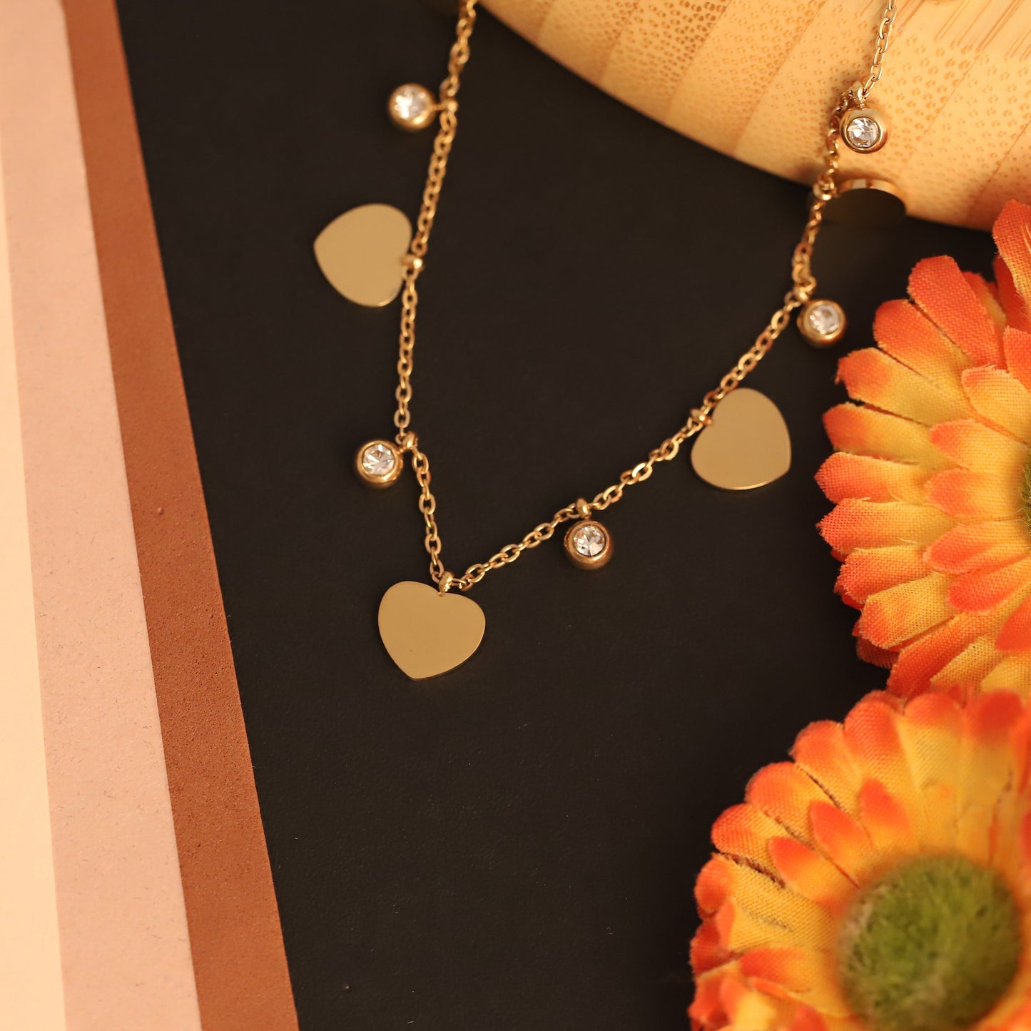 Heart Charm Chain with Stone