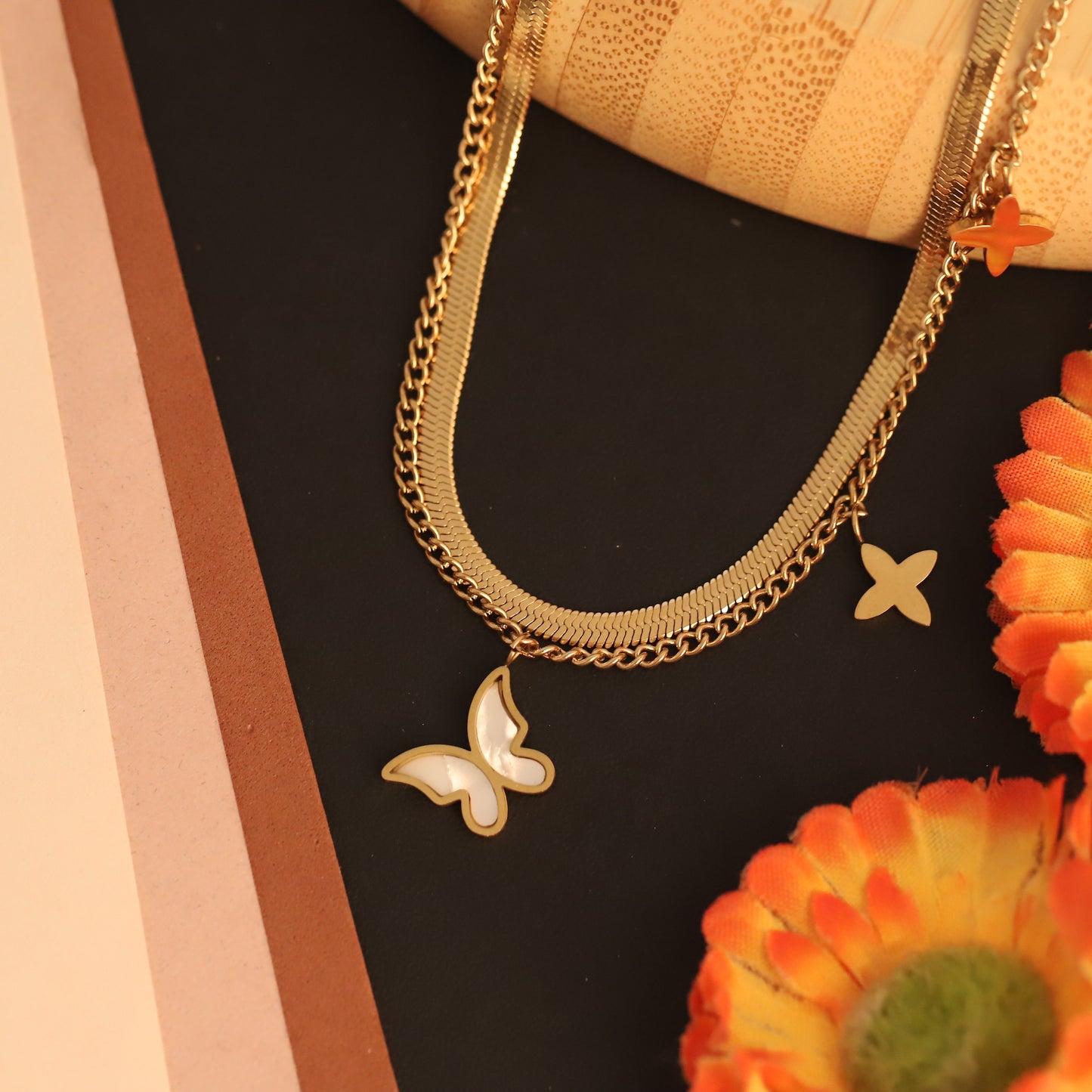 Golden Butterfly Layered Necklace